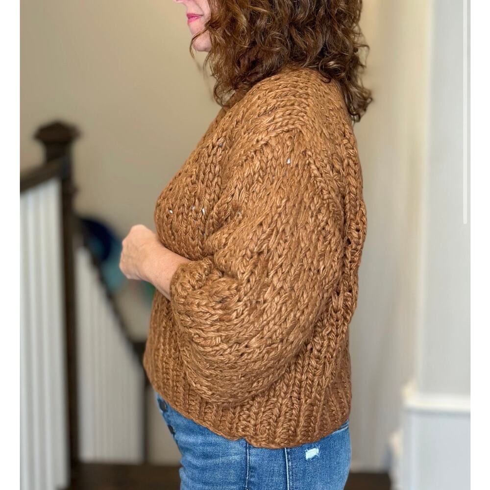 Callahan Knitwear Brown Chunky Knit Open Front Cardigan Sweater Size Small - Picture 2 of 11